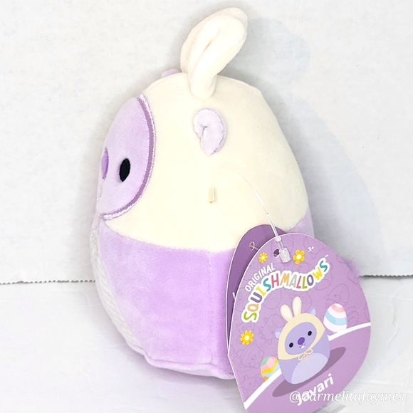 WON IN CLAW MACHINE JAVARI 🐰 Purple Groundhog w Bunny Ears Squishmallow NWT - Picture 6 of 8